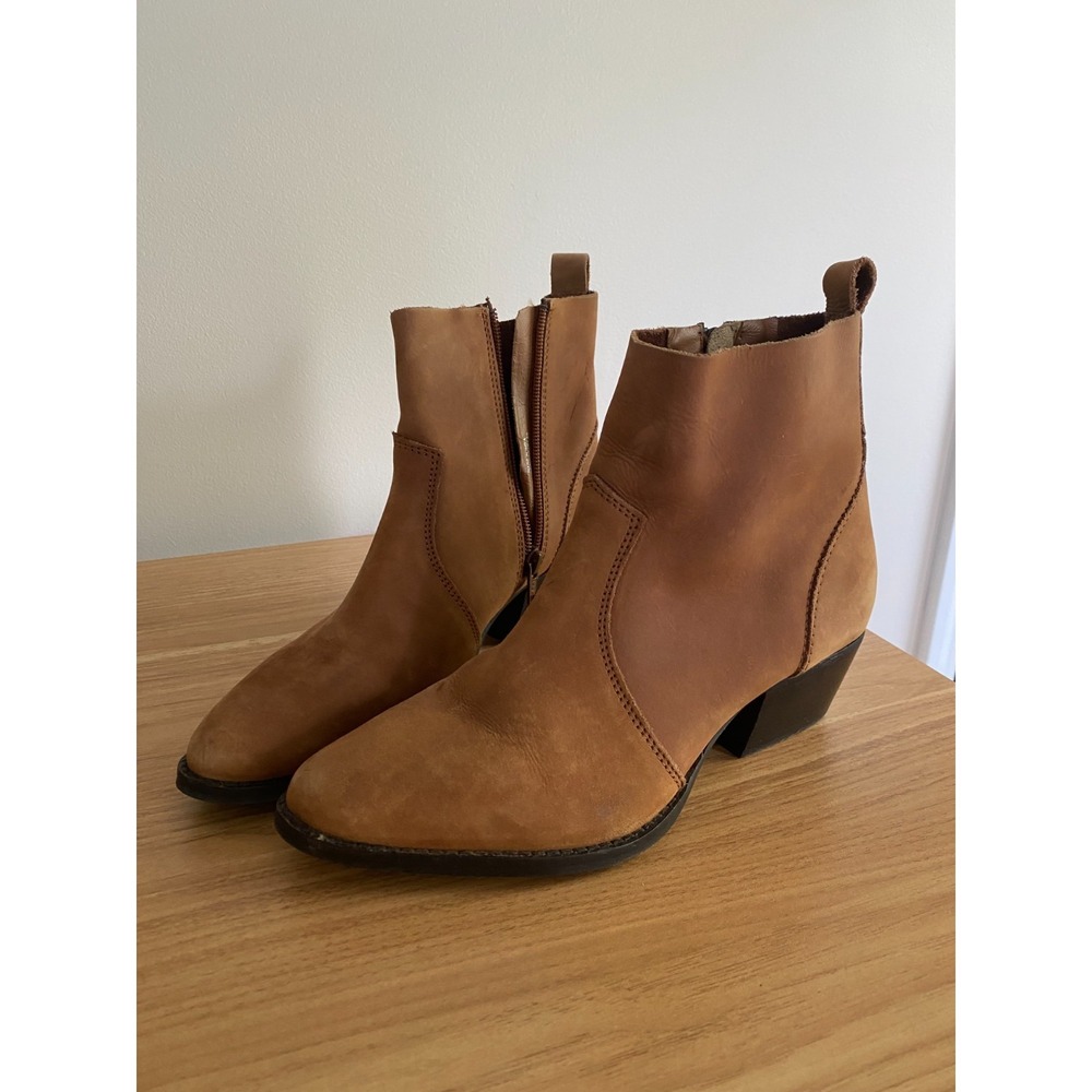 Splendid Genuine Leather Ankle Boots Brown Womens Size 7 Zip Western Booties - Picture 2 of 12